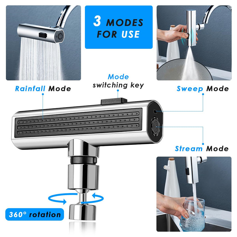 Flowvera faucet extender rotated to direct the water flow